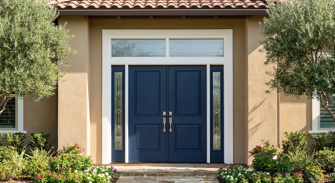 New fiberglass front entry door on a Dallas home