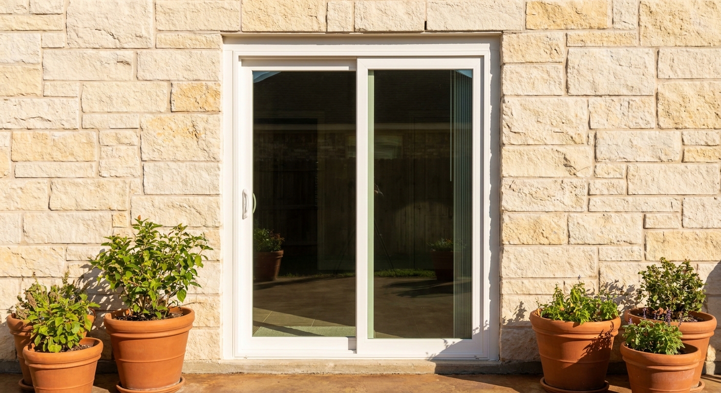 New sliding glass patio door on a Dallas home